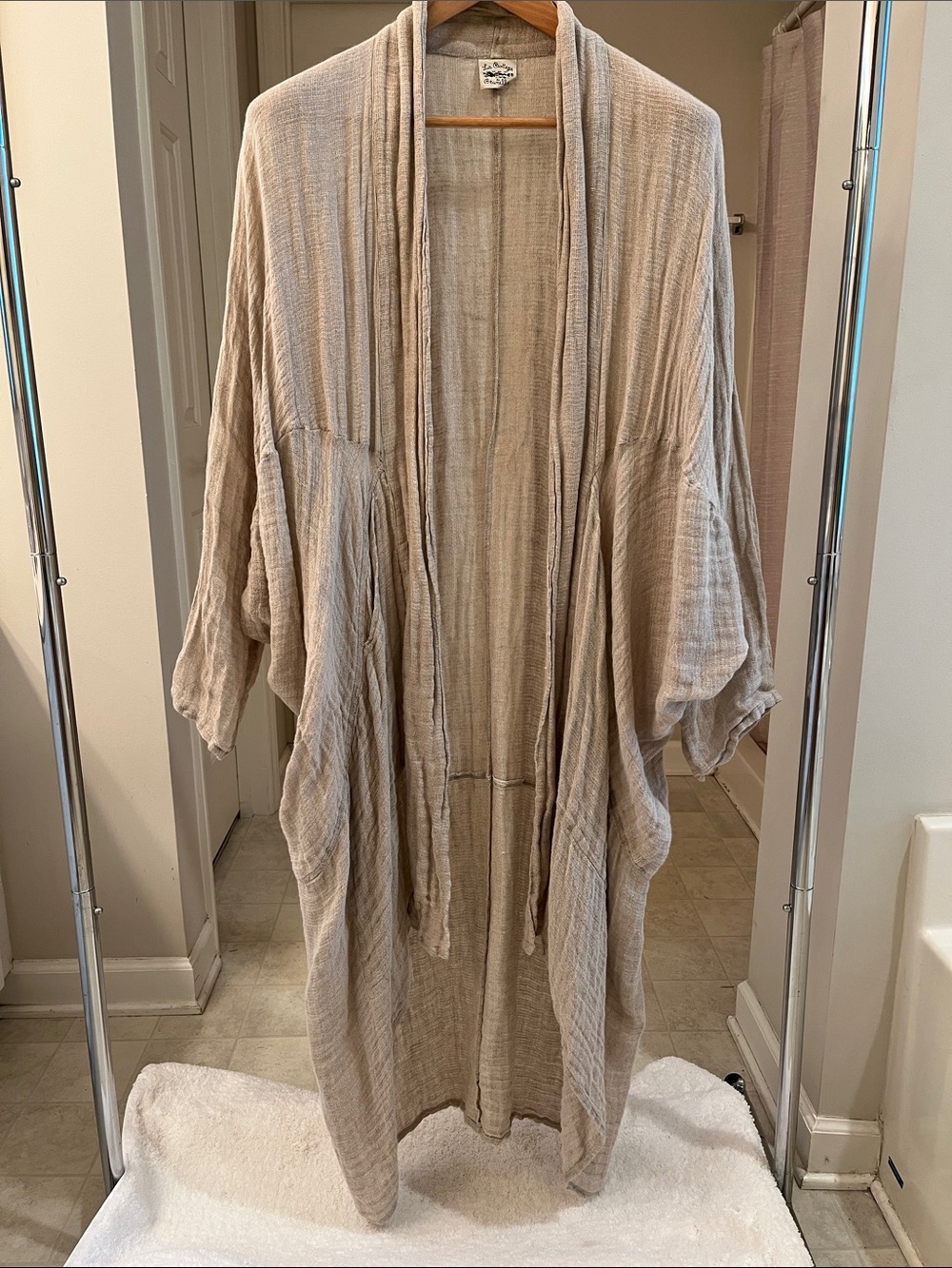 La Bottega di Brunelli - Light Beige Women's Open-Front Long Duster Coat